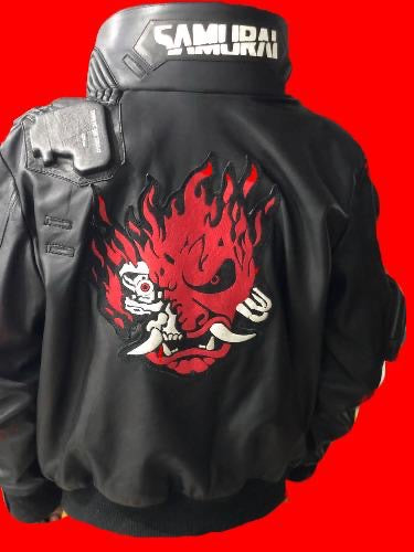 Cyberpunk 2077 100% Original  Cow Hide Leather Jacket Black